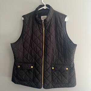 St. John's Bay Black Quilted Vest with Gold Details